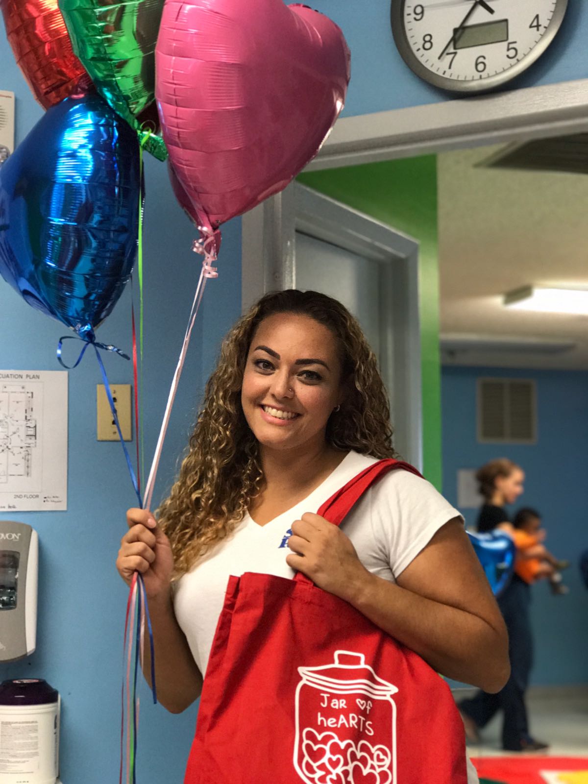 woman with balloons