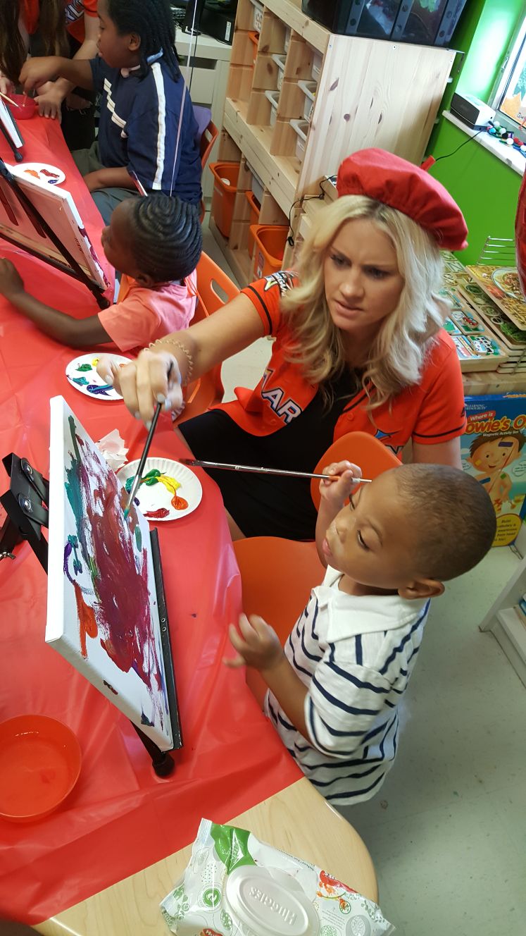 woman and child painting